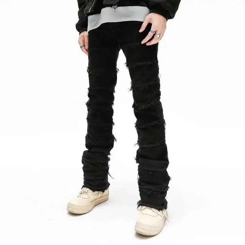 Black Trousers Men's Simple Spring Mid-high Waist Lazy Jeans Youth Popular Straight Feet Fashion Loose Straight Tube Tide
