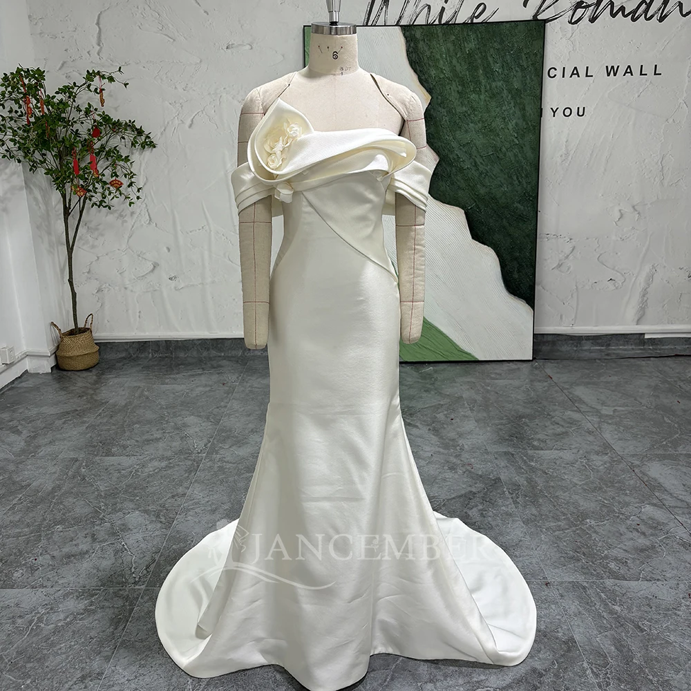 

Customized Elegant Boat Neck vestidos de novia Lace Mermaid Wedding Dress Court Train Short Sleeves Trumpet Bridal Gown LSSG126