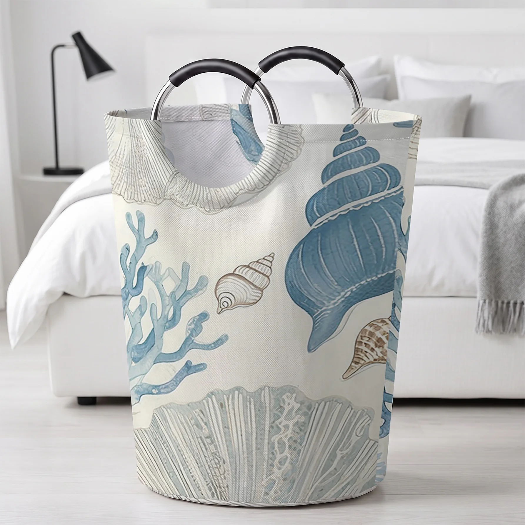 Ocean Shell And Coral All‑Over Print Handheld Storage Basket, For Laundry, Bedroom & Home Sundries Storage