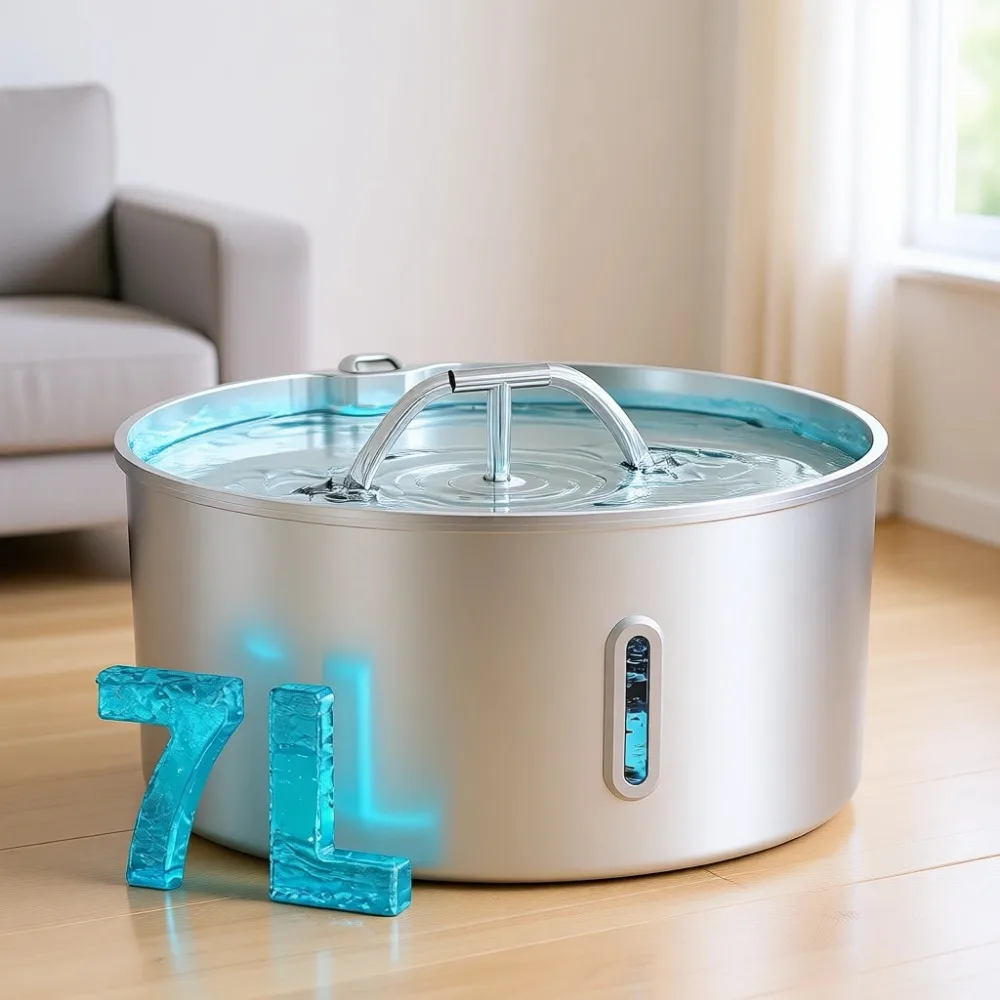 

Автоматический фонтан для животных из нержавеющей стали на 7 л с ультратихим насосом и большой зоной для питья