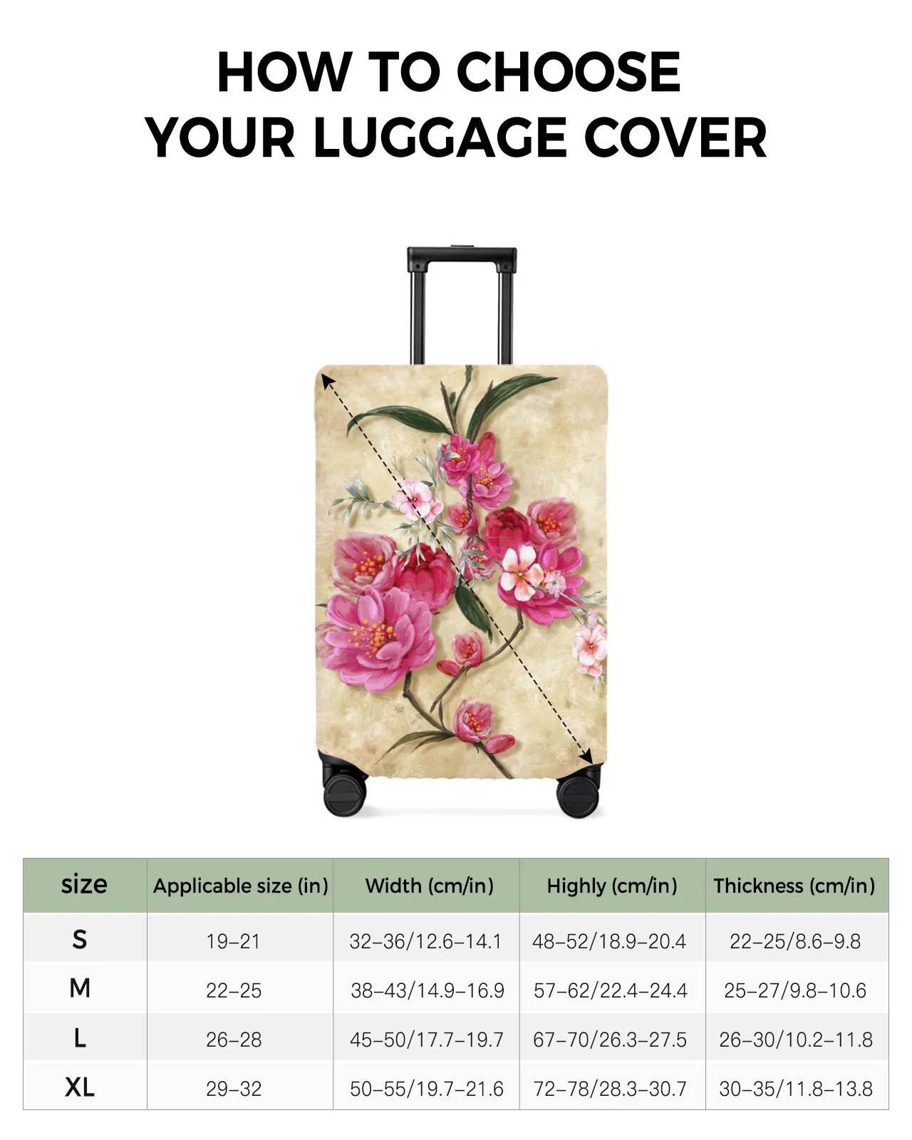 Flower Plant Watercolor Retro Travel Luggage Protective Cover for Travel Accessories Suitcase Elastic Dust Case Protect Sleeve