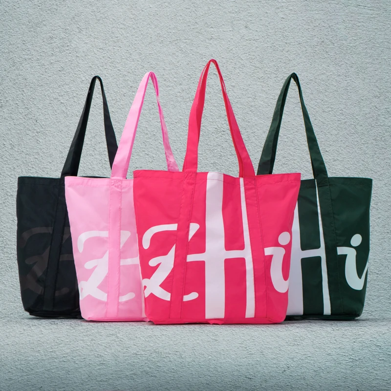 Brand Portable Women's Foldable Polyester Tote Bag High Quality Shopping Shoulder Bag