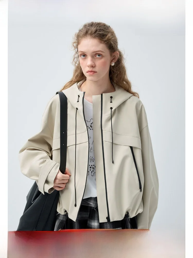 

Женская куртка VEGA CHANG с капюшоном, на шнурке, в стиле колор-блок, универсальная, прямого кроя, весна 2026, новинка, для повседневной носки