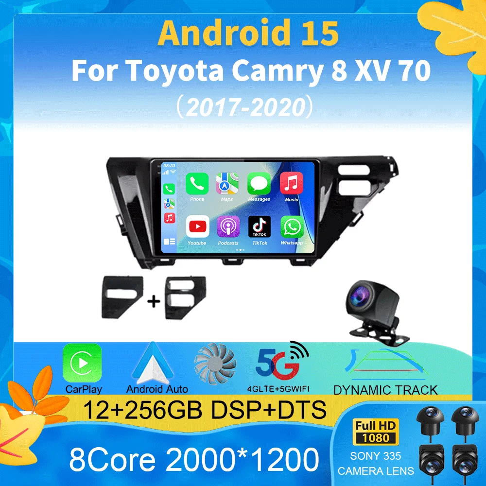 

For Toyota Camry 8 XV 70 2017 2018 2019 2020 Android 15 Car Stereo Radio Navigation GPS Multimedia Player Headunit