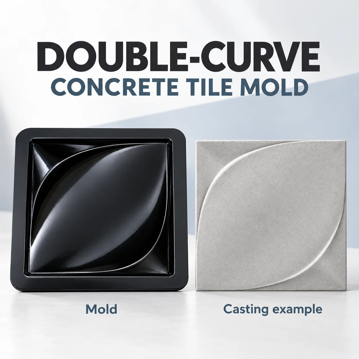 Concrete Molds Double-Curve Wall Tile 12.5x12.5cm, Reusable Plastic Easy Demold 3D Relief Form for Indoor Wall Decor DIY Project