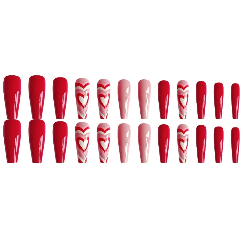 

European and American super long trapezoidal nail art Spice Girl love nail patch