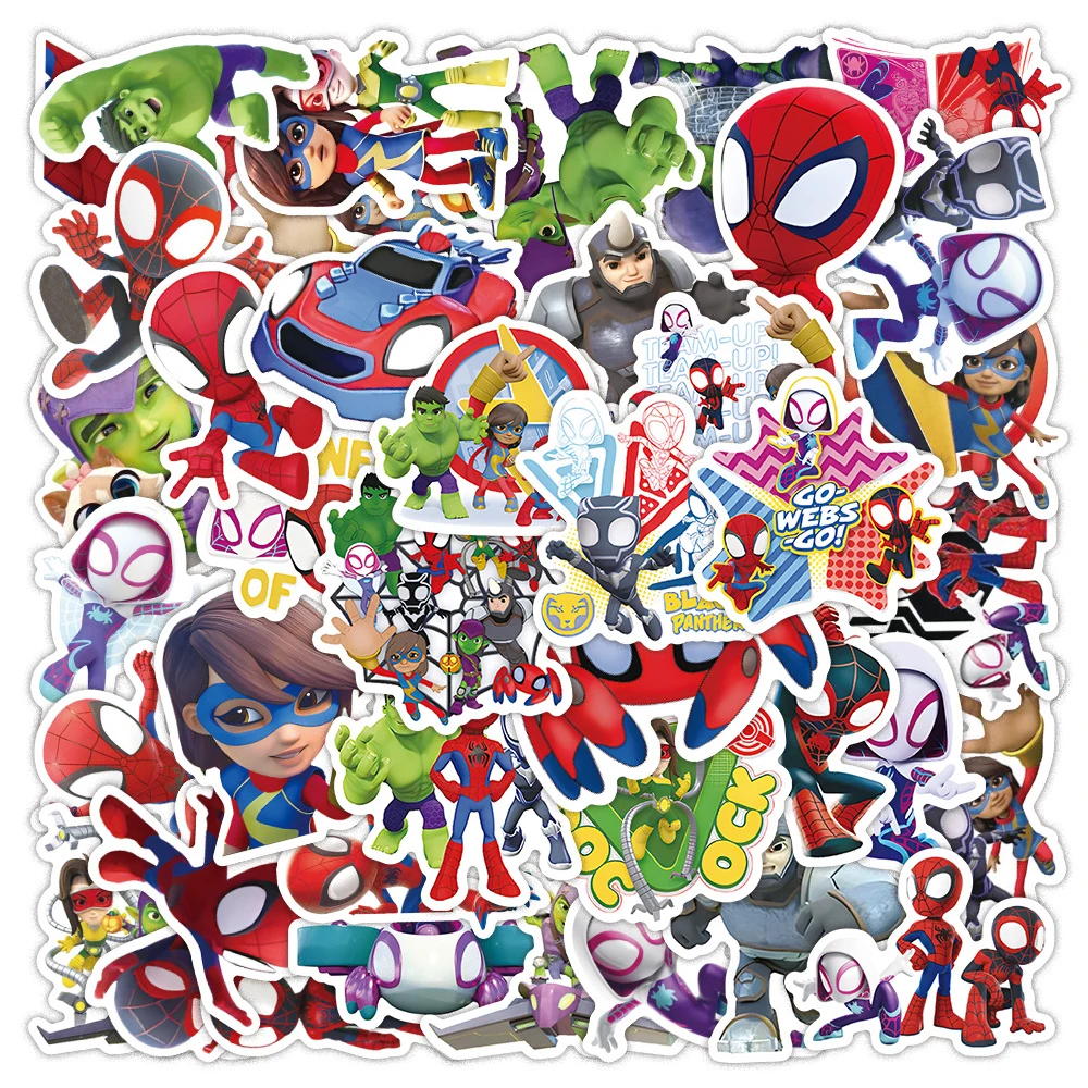 10/30/50/110PCS Disney Spider-Man and His Amazing Friends Graffiti Stickers for Laptop Car Skateboard Cute Cartoon Sticker Decal