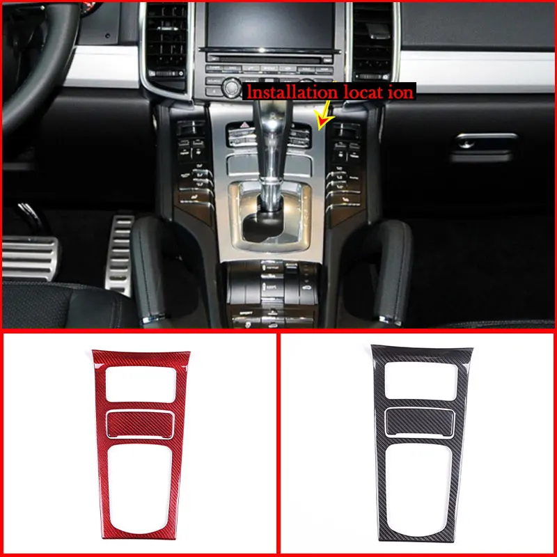 For Porsche Cayenne 11-17 Car Central Control Gear Decoration Frame Sticker Real Carbon Fiber Gear Protection Accessories 2 Pcs