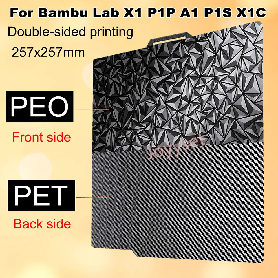 Poggapp Plaque De Construction PEO + PET Double Face Pour Bambu Lab X1 X1C X1E P1P P1S A1 – 257 X 257 Mm, Adhérence Parfaite