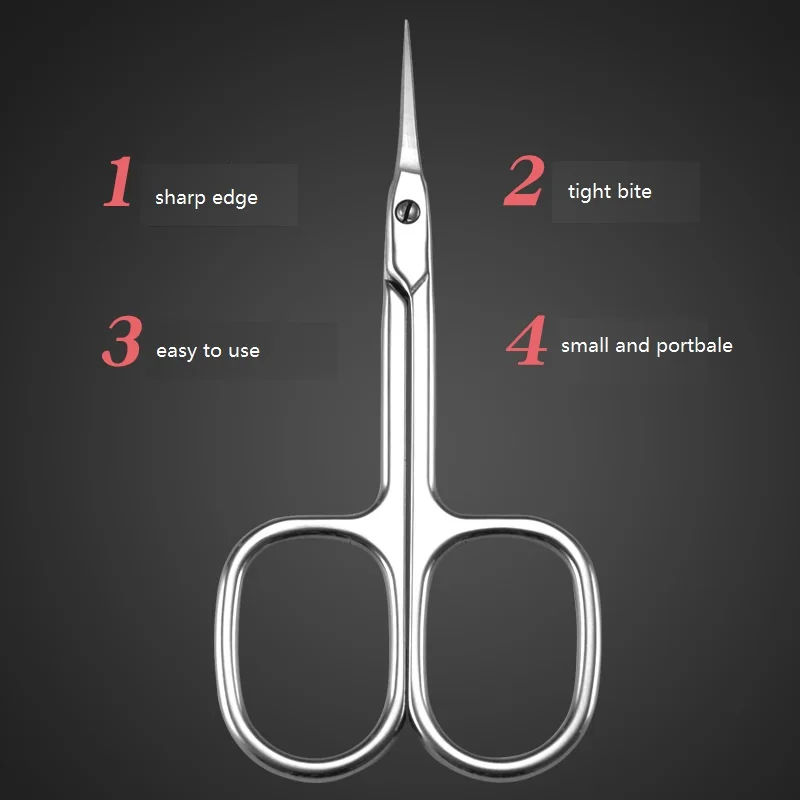 Mini Curved Tip Manicure Cuticle Scissors Professional  Stainless Steel Nail Cartilage Scissors Cutter Nail Cuticle Nippers