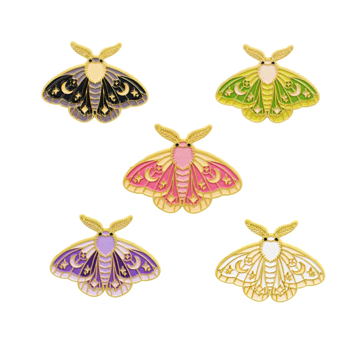 Celestial Moth Enamel Pins Insect Brooch Lapel Pin Badge for Backpack Denim Jacket Decor Fashion Jewelry Holiday Daily Gifts