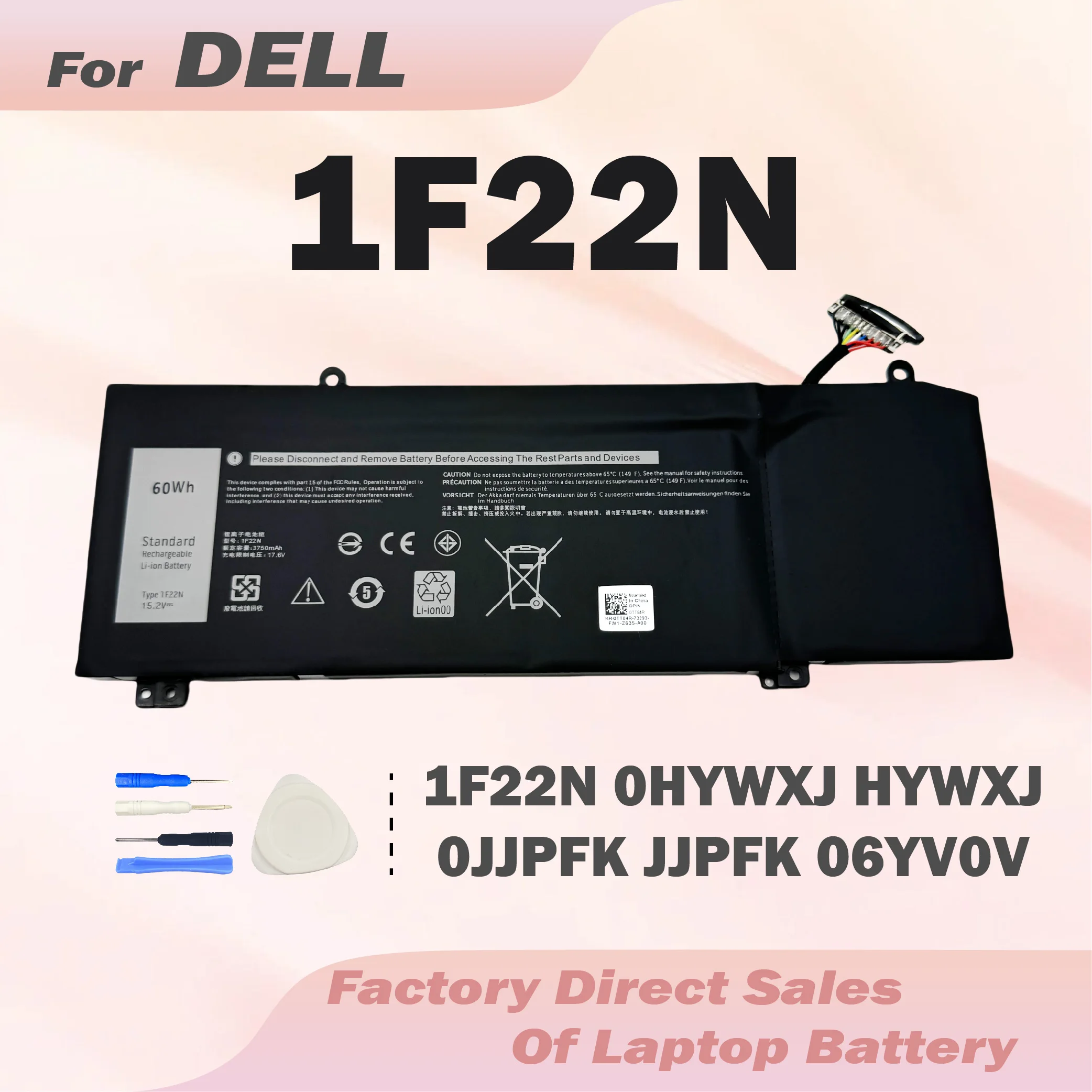 1F22N 15.2V 60Wh New Laptop Battery Replacement for Dell Alienware M15 M17 R1 G7 7590 7790 G5 5590-D2783W D2743B D2865B D2863W