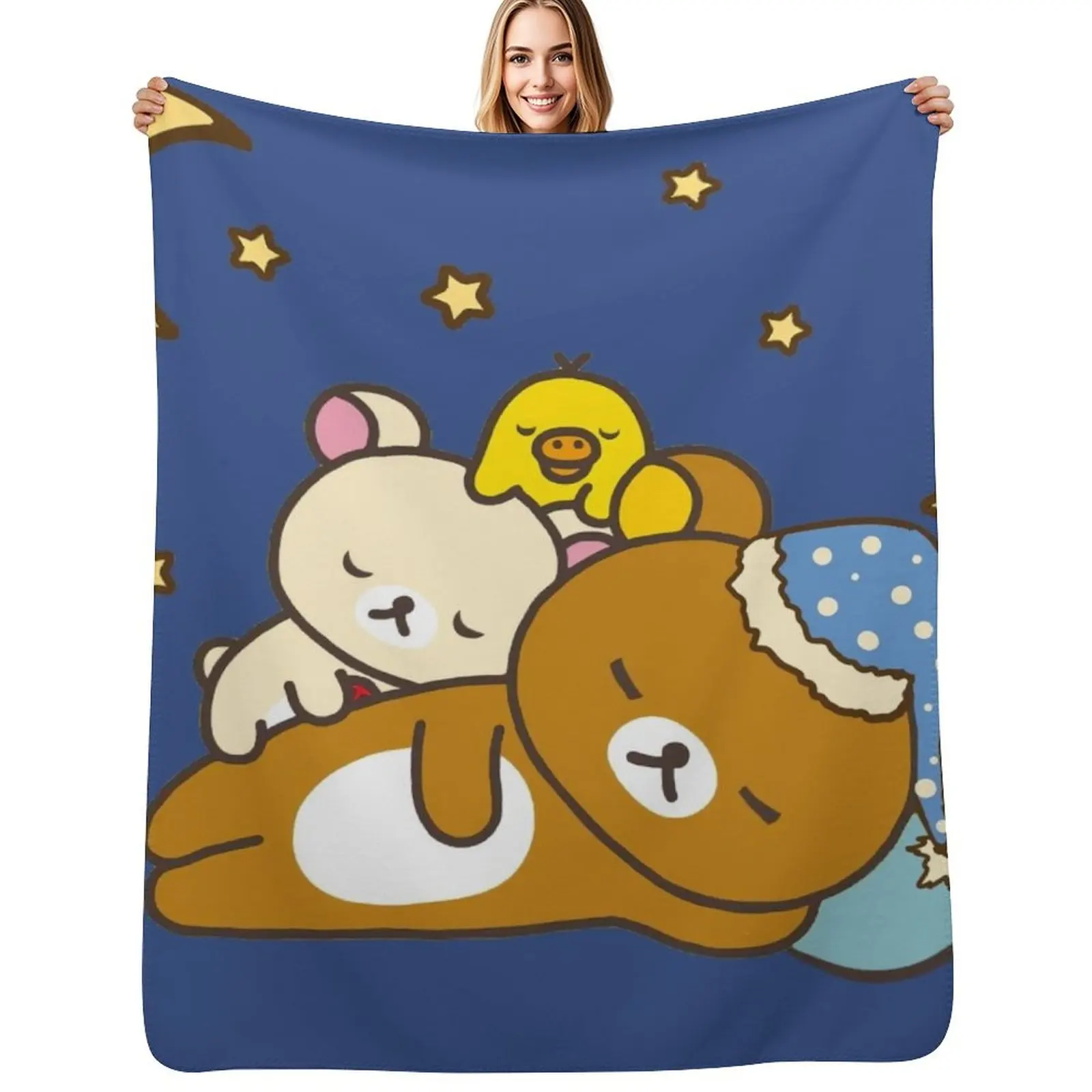Sleepy time bears Rilakkuma Throw Blanket Versatile Cozy Throw Blanket for All Occasions