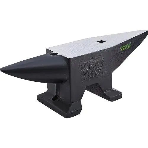 110 Lbs Cast Iron Anvil with Large Base & Round Horn - Durable Blacksmith Tool for bending and Shaping Metal