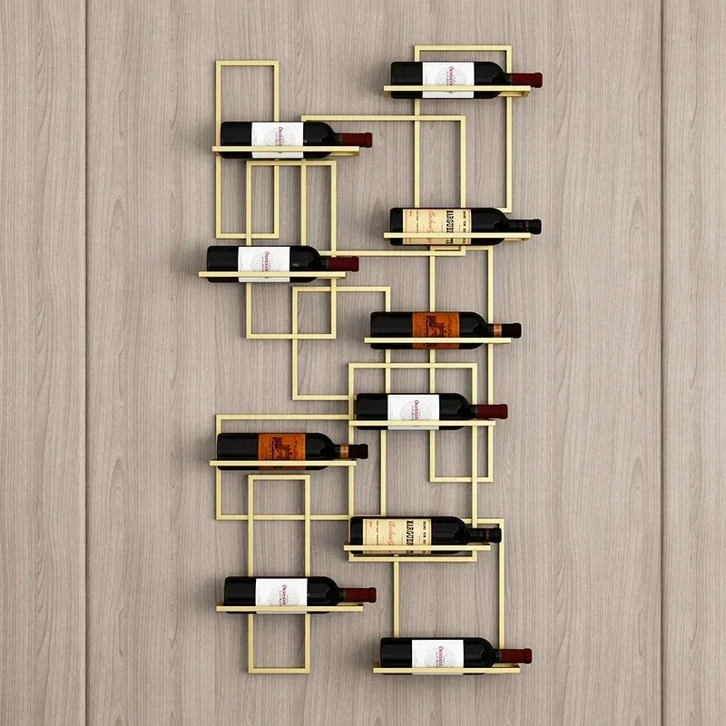 

Gold Modern Wine Holder Metal Organizer Hanging Champagne Storage Wine Rack Wall Mount Suporte Garrafa Vinho Bar Decoration