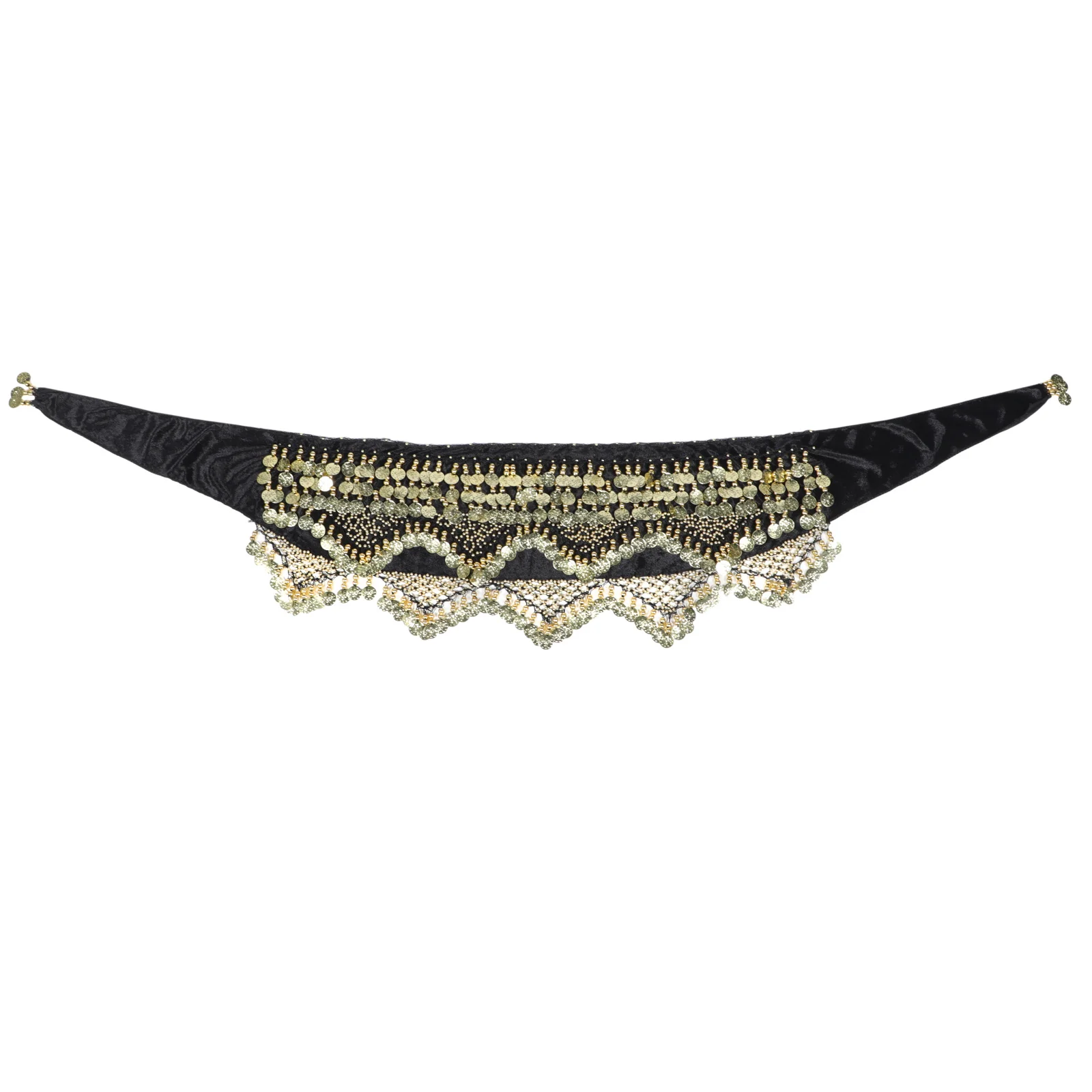 India Belly Dancing Hip Scarf Five Layer Coin Wrap Sheer Lightweight Dance Belt Adjustable for Practice Performance Daily Wear