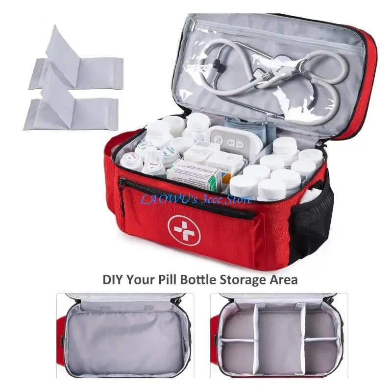 

Y8AD Water Resistant First Aid Storage Bag With Removable Compartments For Emergency