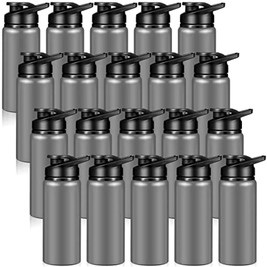 

20 Pack Aluminum Water Bottles Bulk 20 oz Reusable Metal Sports Water Bottles with Snap Lid and Handle Lightweight Insulated Le