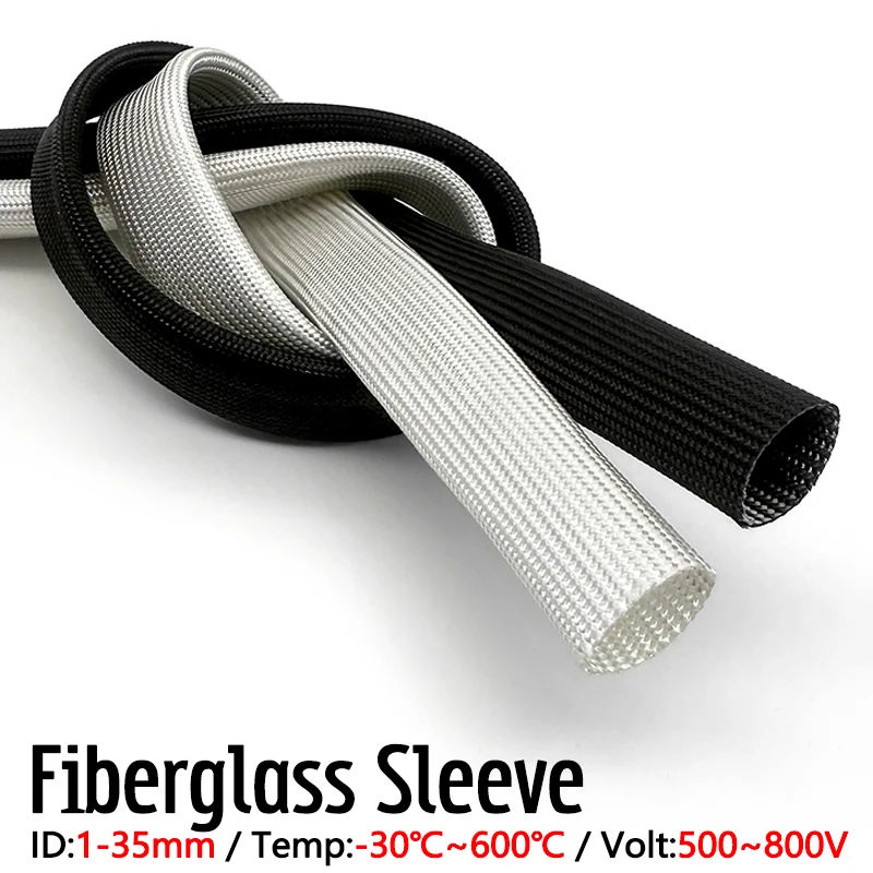 

ID1 ~ 12 мм трубка из стекловолокна HTG кабельная муфта 600 градусов C высокотемпературная труба из химического стекловолокна изоляционный шланг защита кабеля