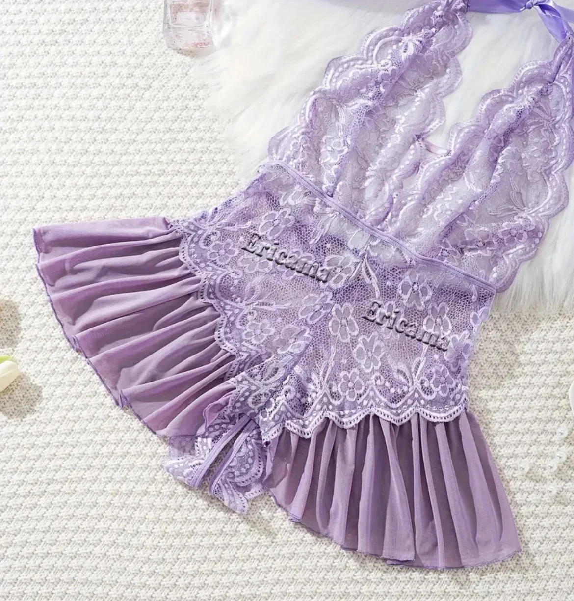 2024 Sexy spodní prádlo Crotchless Lace Bra and Panty Spodní prádlo Set Dámské krajkové kostýmy Open Bra Spodní prádlo Sexy Bodysuit Šaty Dámské - náhled 3