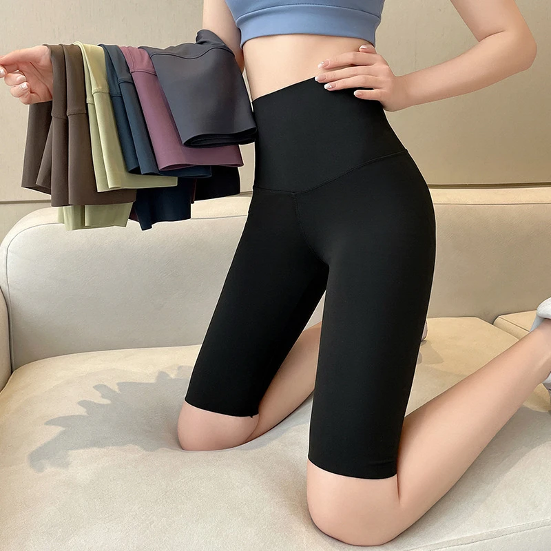 

Пятидюймовые брюки из овчины с высокой талией, женские летние тонкие спортивные брюки для езды на велосипеде на открытом воздухе, подтягивающие ягодицы, брюки для йоги