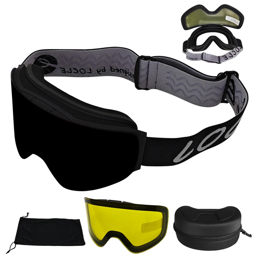 男性と女性のためのロッカーフリップトップ磁気スキーゴーグル、2層、防曇スキーマスク、otgスキーウェア、uv400スノープロテクショングラス