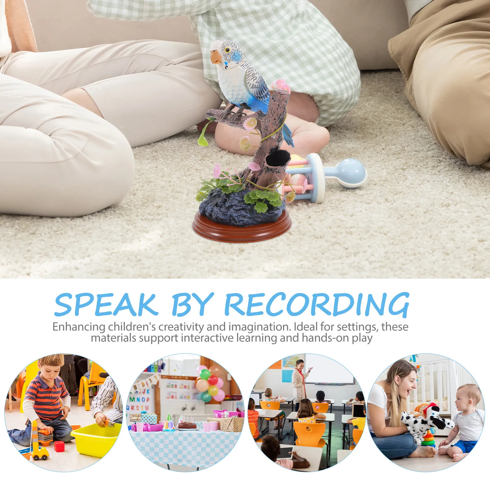 

Electronic Recording Talking Parrot Kids Educational Early Learning Speaking Playback Interactive Repeating Fun Talking