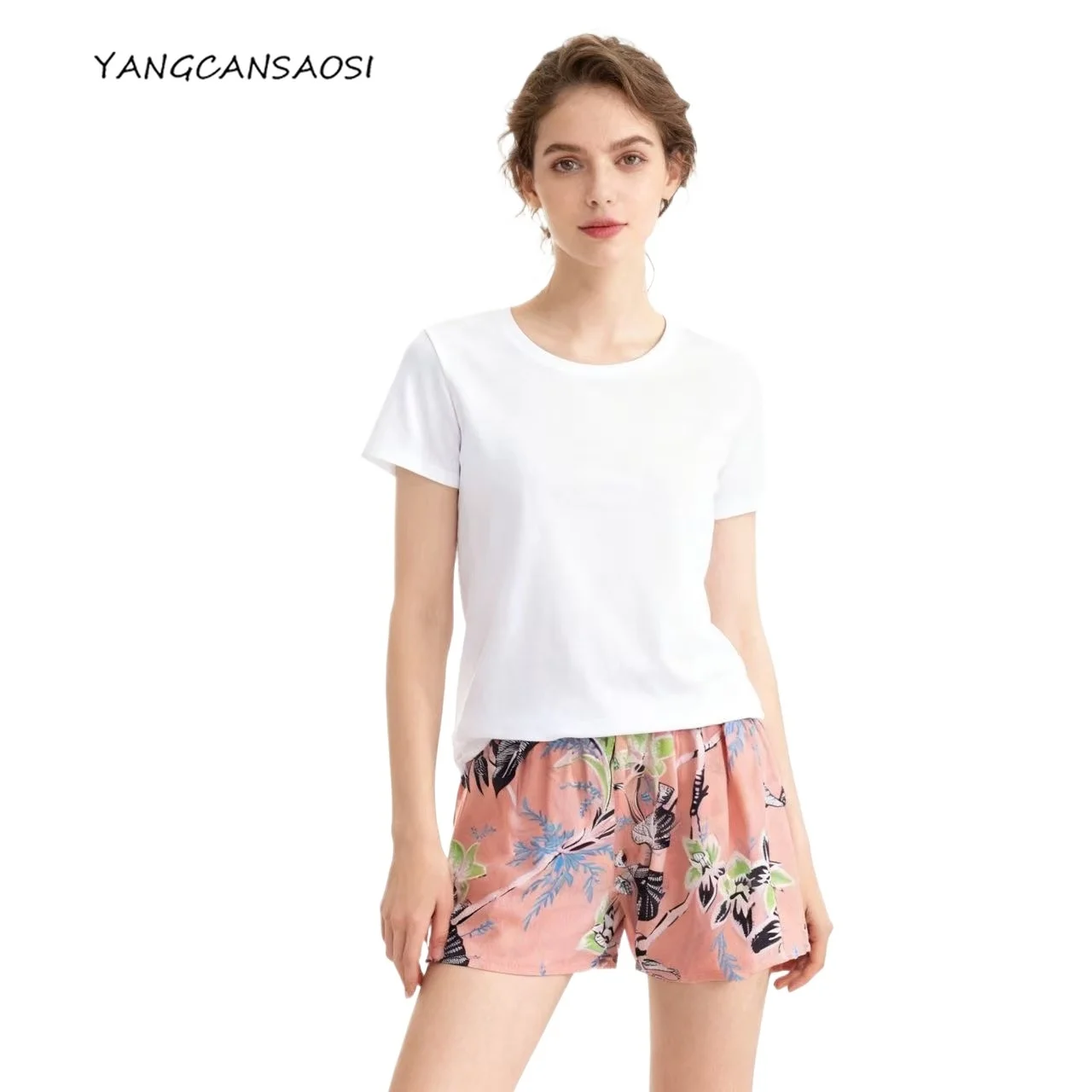 

2025 Casual Women's Clothing Summer New 100% Natural Mulberry Silk Crepe De Chine Elastic Waist Comfortable Skin Friendly Shorts