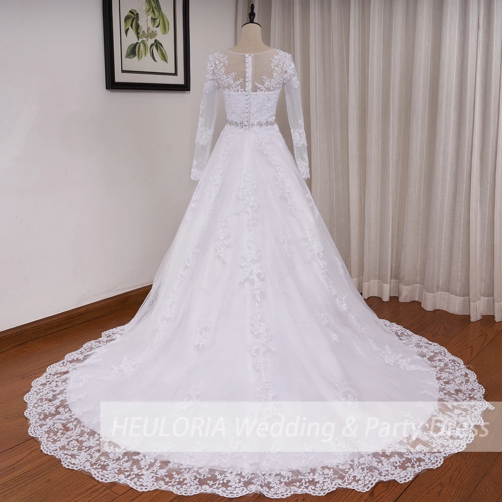 Princess Ball Gown Wedding Dress long sleeve bride dress V neck plus size robe de mariee Lace beading Wedding Bridal Gown