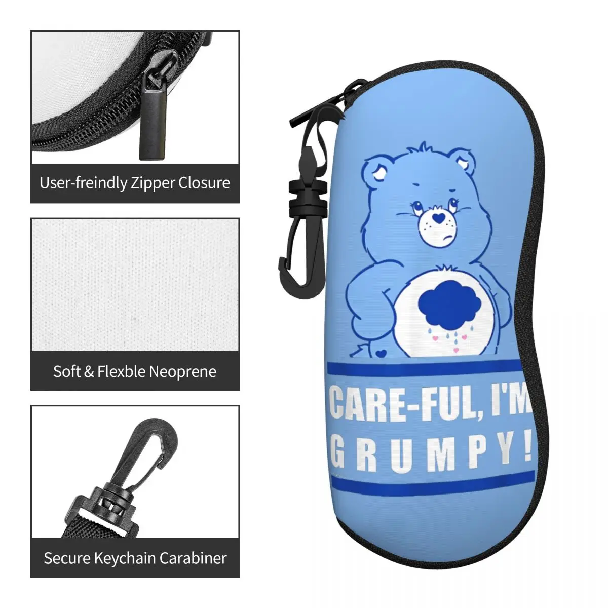 Care Bears Grumpy Bear Care-Ful I'm Grumpy College Brillenetui, modische Brillen-Aufbewahrungsbox, Ultra-Brillenbox