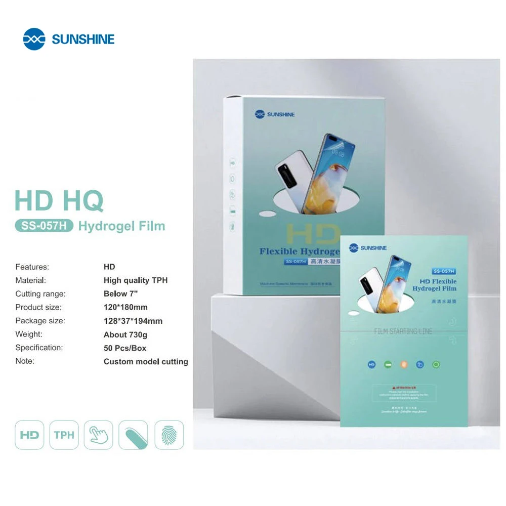 50PCS Гибкая гидрогелевая пленка SUNSHINE SS - 057H Mietub HD Синий матовый защитный экран для резки специальной пленки 50PCS Гибкая гидрогелевая пленка SUNSHINE SS - 057H Mietub HD Синий матовый защитный экран для резки специальной пленки