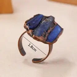 YEEVAA Irregular Aquamarine Blue Raw Stone Ring Healing Crystal Vintage Adjustable Open Wide Gemstone Ring Jewelry Gift