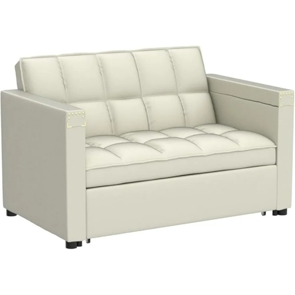 Convertible Sofa Bed, 3-in-1 Multi-Functional Velvet Sleeper Couch Pull-Out, 48\'\' Loveseat Bed Chaise Lounge