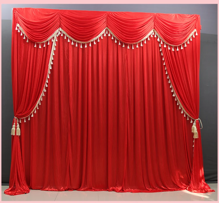 Burgundy Ice Silk Backdrop Curtain Swag Drapery Stage Background For Wedding Event Party Decoration