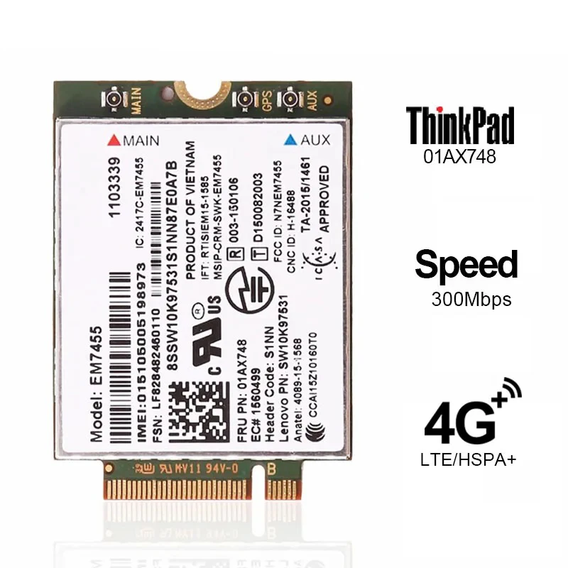 Imagem -02 - Módulo Sierra-em7455 Fru para Thinkpad 4g Lte Cat6 T460 T470 T560 T570 L460 P40 P50 P51 P70 P71 x1 Carbono 5ª Geração