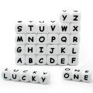 10pcs 12mm Silicone Beads Letters Pacifier Personalized Name English Alphabet Beads for Jewelry Making Chain Necklace BPA Free