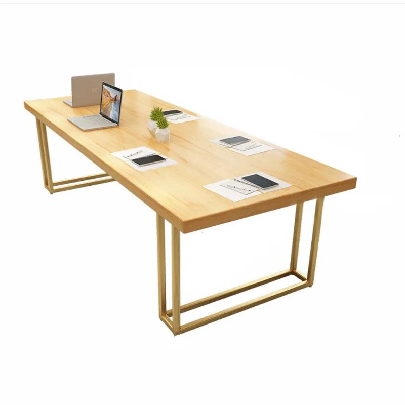 

Modern wrought iron solid wood desk, large company staff training long desk office business negotiation, conference table