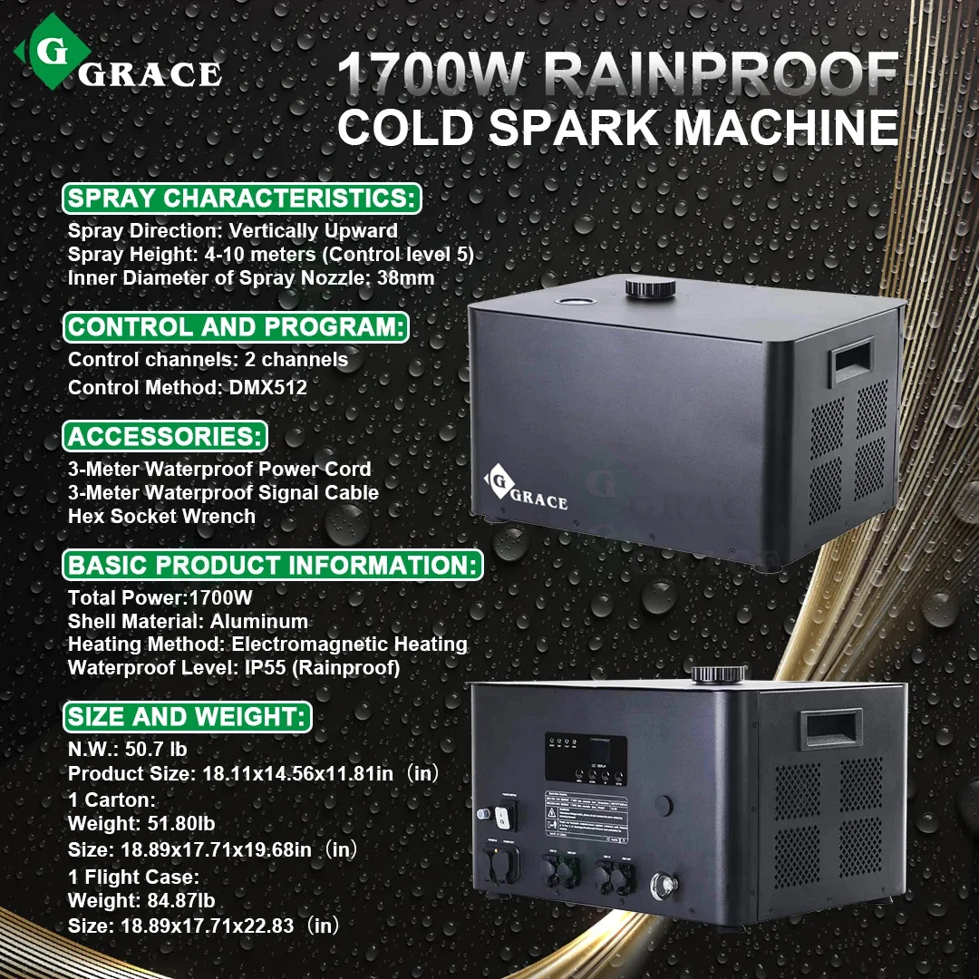 ماكينة شرارة باردة مقاومة للمطر بقدرة 1700 وات، ماكينة شرارة باردة بدوران مزدوج الرأس بقدرة 1300 وات