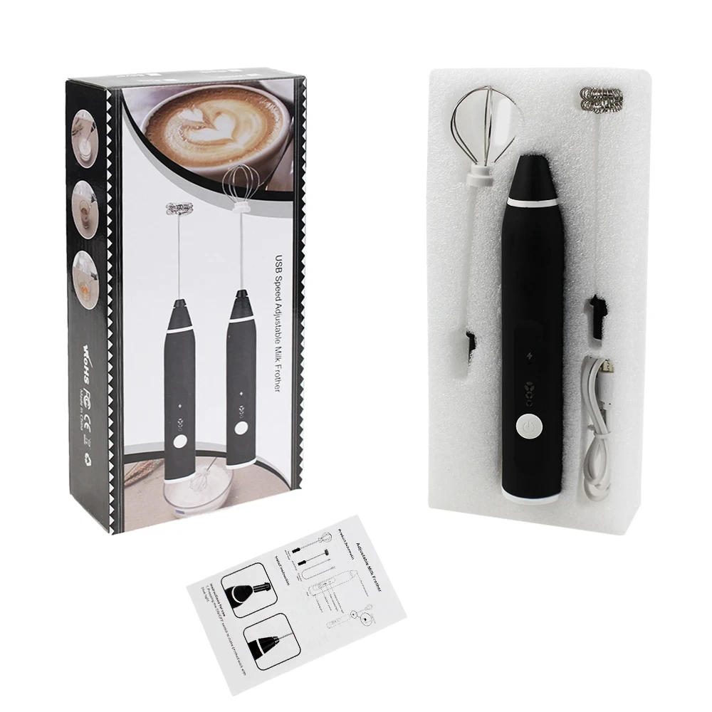 1PCS electric milk frother, handheld egg beater, USB rechargeable 3-speed blender, coffee beverage frother, food mixer