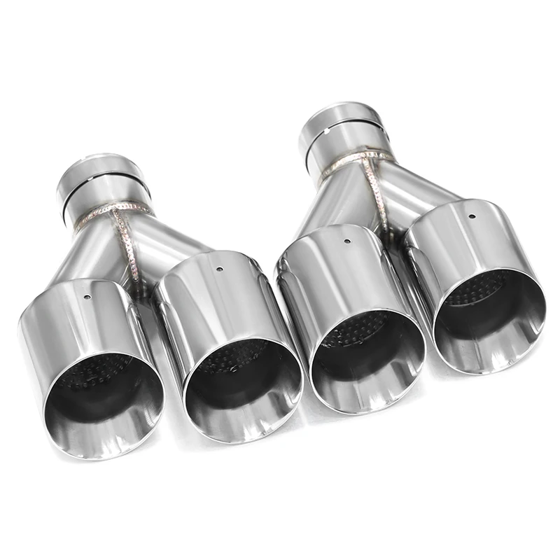 Exhaust Racing Car Modify Exhaust Tips Double Exit Exhaust Pipe Nozzle Decoration Double Y Shaped Stainless tail Pipes Muffler
