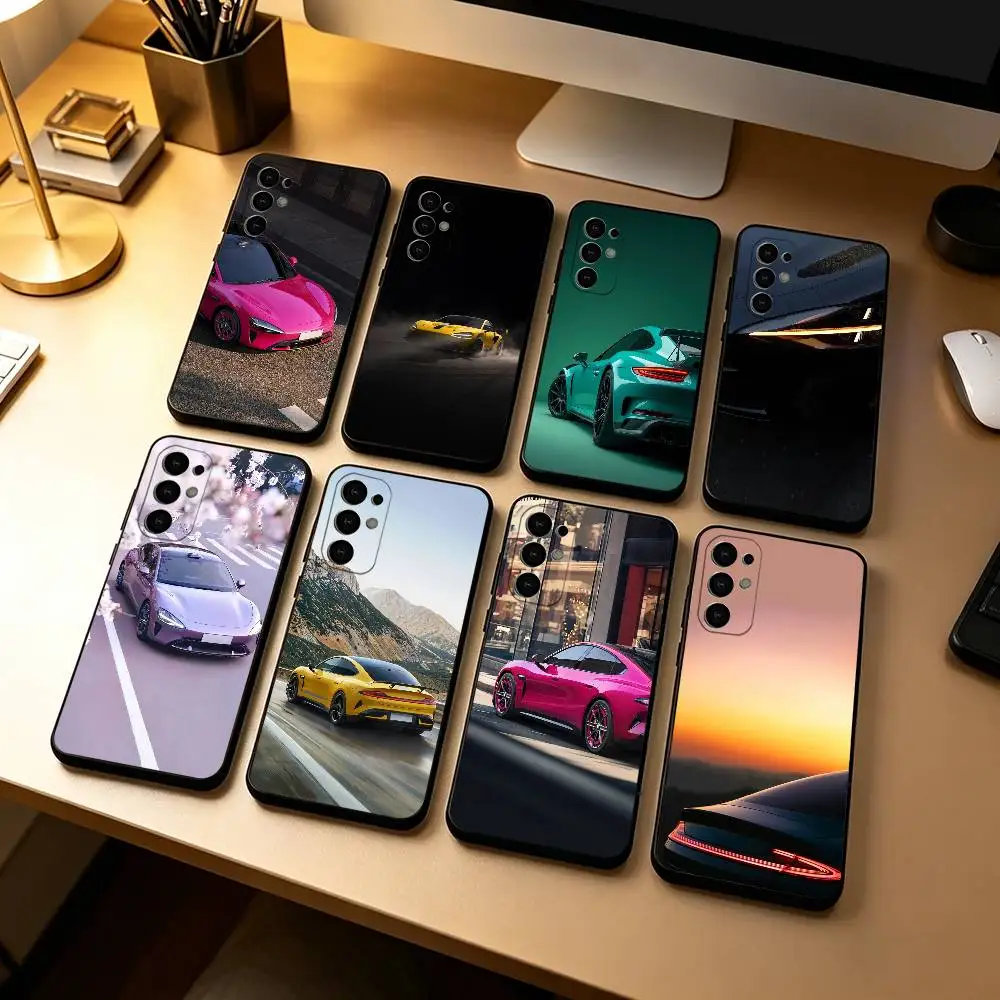 Ultra Sleek Car Su7  Phone Case Black Silicone Soft For Samsung S25,S24,S21,S22,S23,S30,Ultra,S20,Plus,Fe,Lite