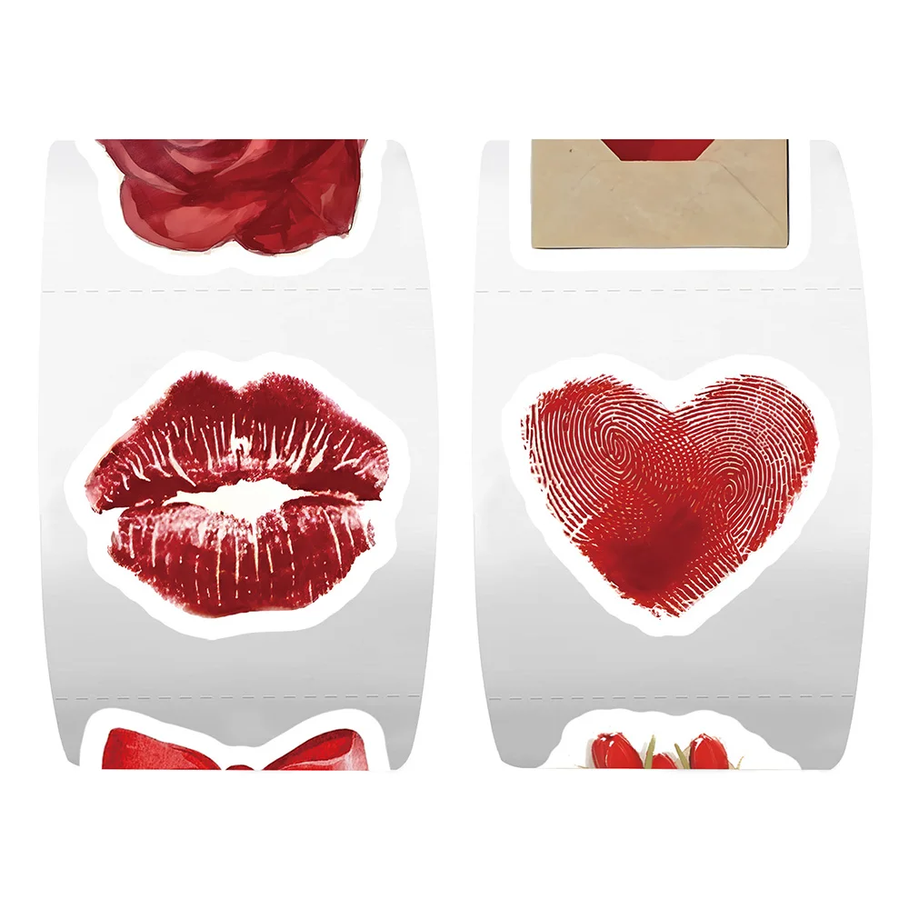 

500pcs/roll Vintage Red Valentine's Day Stickers Cartoon Creative Sticker Decoration Luggage Laptop Phone Sealing Labels Decals