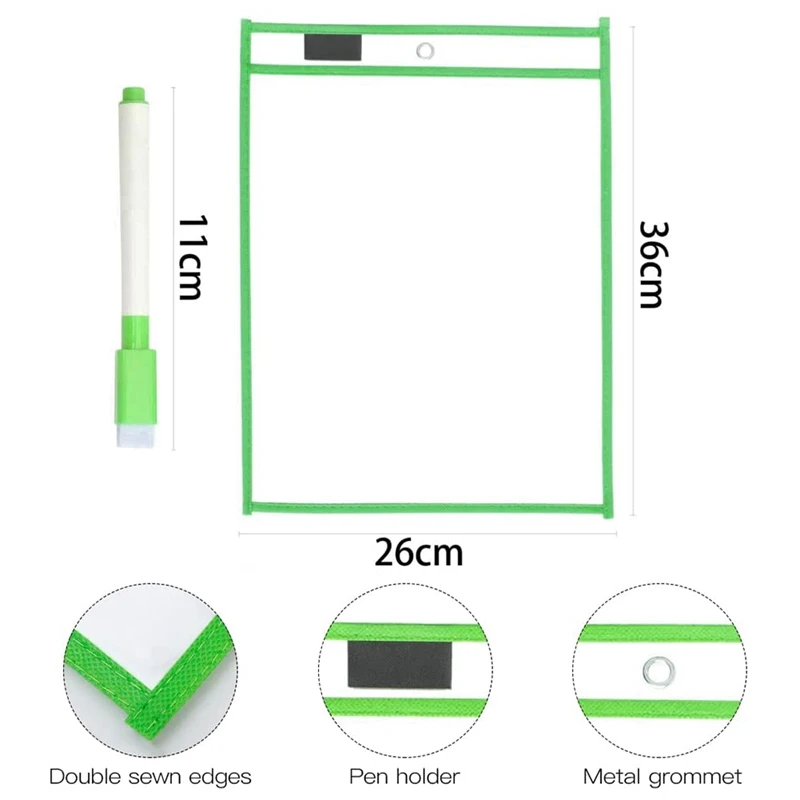 Reusable Dry Erase Pockets, 6 Pack Reusable Dry Erase Sleeves, Assorted Colors Sheet Protector, Dry Erase Pocket Sleeves