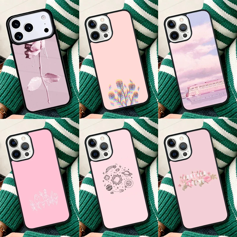 Розовый противоударный чехол с цветочным принтом в стиле Glitch для iPhone 17 Air, 16e, 15, 11, 12, 14, 13 Pro Max