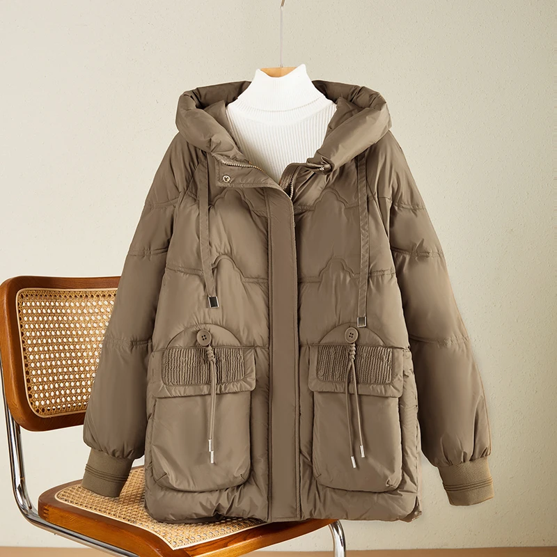 Winterjas Dikke Jas Met Capuchon Elegant Warm Katoenen Gewatteerde Parka 'S Met Lange Mouwen Zak Winterjas Dames Outwear