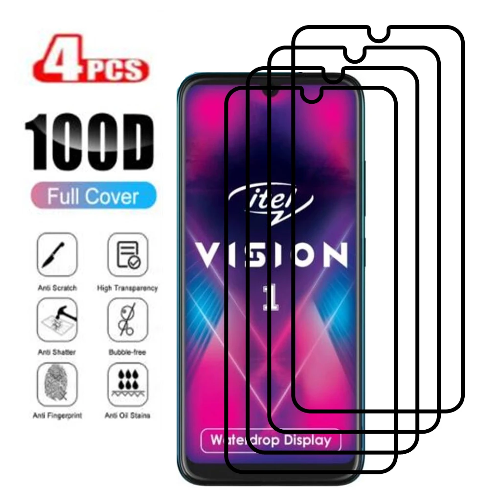 4PCS Volle Abdeckung Für Itel Vision 1 Gehärtetem Glas Auf Für Itel Vision 1 Plus Schutzhülle Telefon Display-schutzfolien film