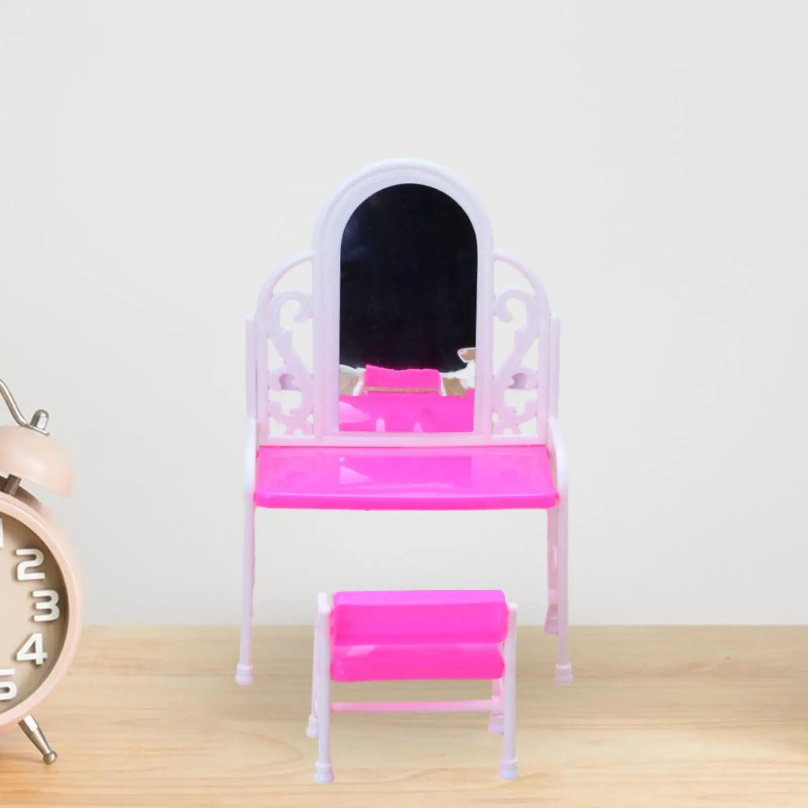 Mini House Accessories with Stool Dollhouse Makeup Vanity for Doll Ornaments