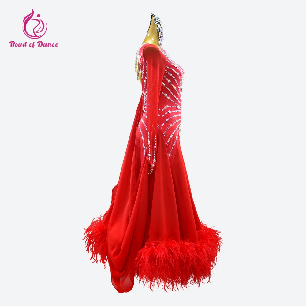 Novo vestido de dança moderna competição de salão flamenco mulher traje de penas terno de palco noite lantejoulas roupa valsa conjuntos