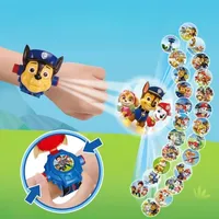 Paw Patrols Toys Set 3D Projection Digital Watch Dog Marshall Skye Chase Rubble Kid Gift for Boys and Girls Anime Action Model