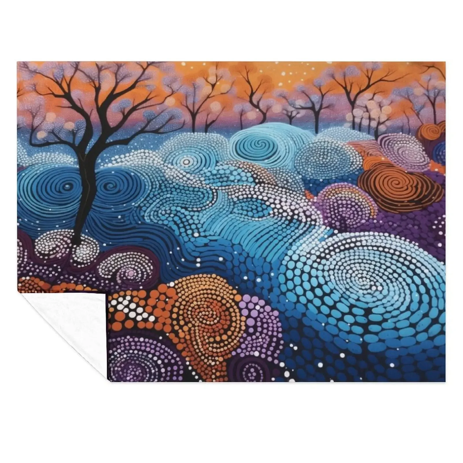 

Aboriginal Authentic Art - With Trees in Park Throw Blanket Blankets For Sofas Luxury Thicken Retros Fashion Sofas Blankets